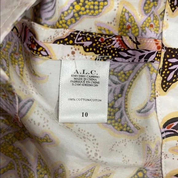 A.L.C. Adelaide Floral Tie Waist Puff Sleeve Mini Dress SZ 10 - Picture 14 of 15